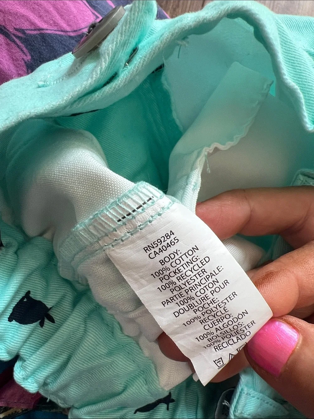 The Children's Place Teal Shorts with Navy Bunny Print